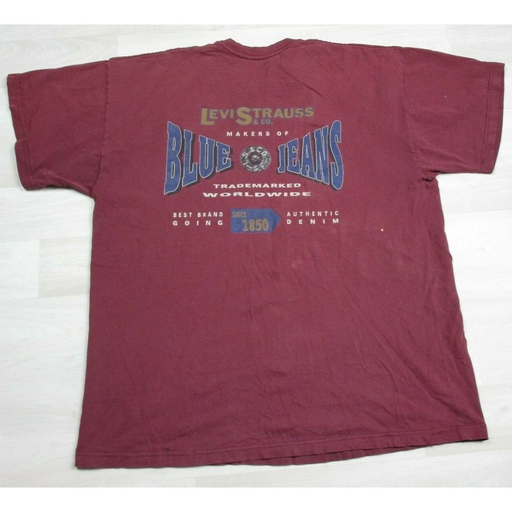Vintage Levi Strauss Blue Jeans T Shirt Tee 90s USA (XL) no big E Promo VTG 1990